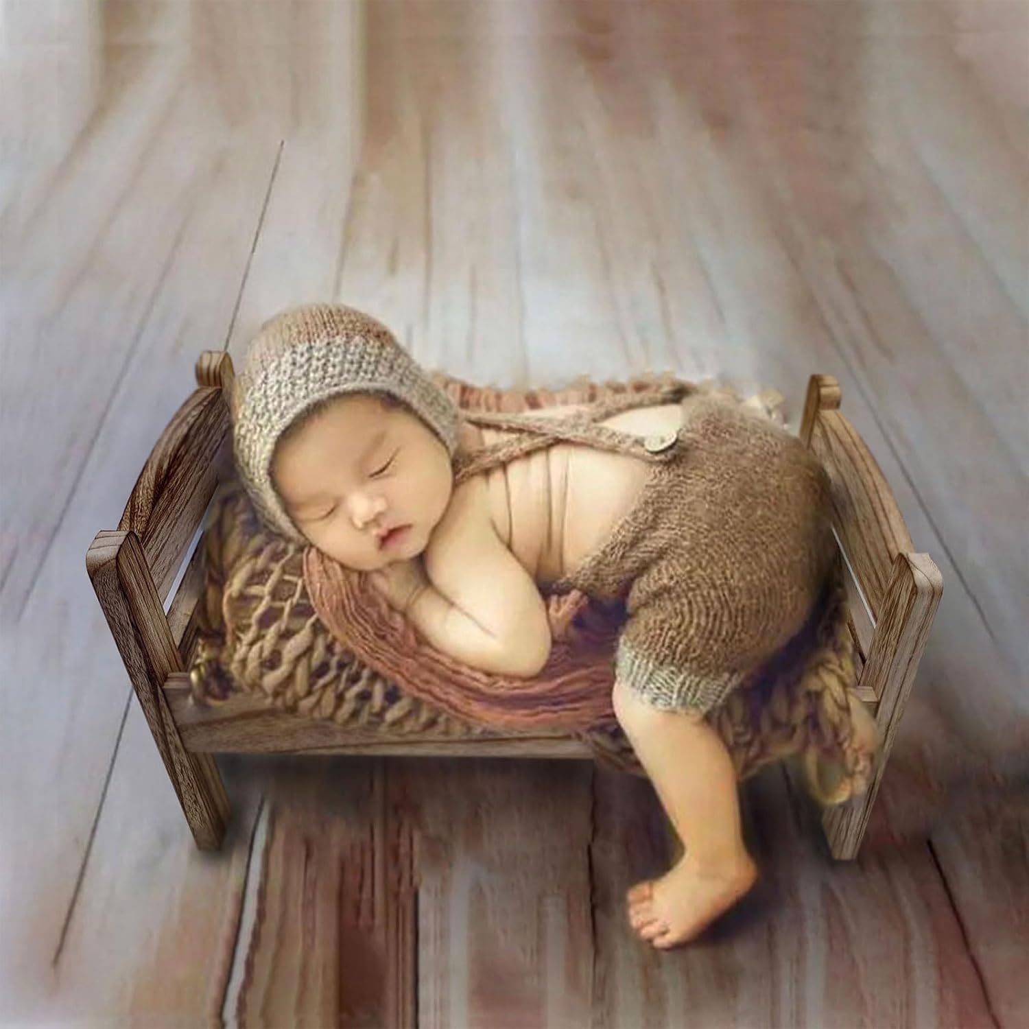 Newborn Props Photography Cot Baby Photo Wood Bed Photography Props for Infant Photoshoots Studio Posing Aid Tool
