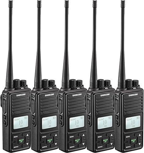 SAMCOM - Radio de dos vías recargable de largo alcance portátil UHF Walkie Talkie para adultos, 5 paquetes