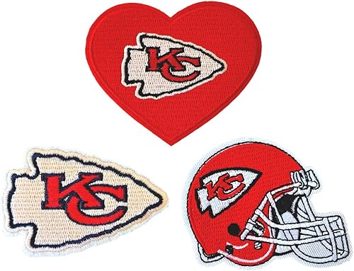 Parche bordado con logotipo del equipo de rugby KC, casco y corazón, parche termoadhesivo para chaqueta, mochila, jeans, chaqueta, 3 unidades