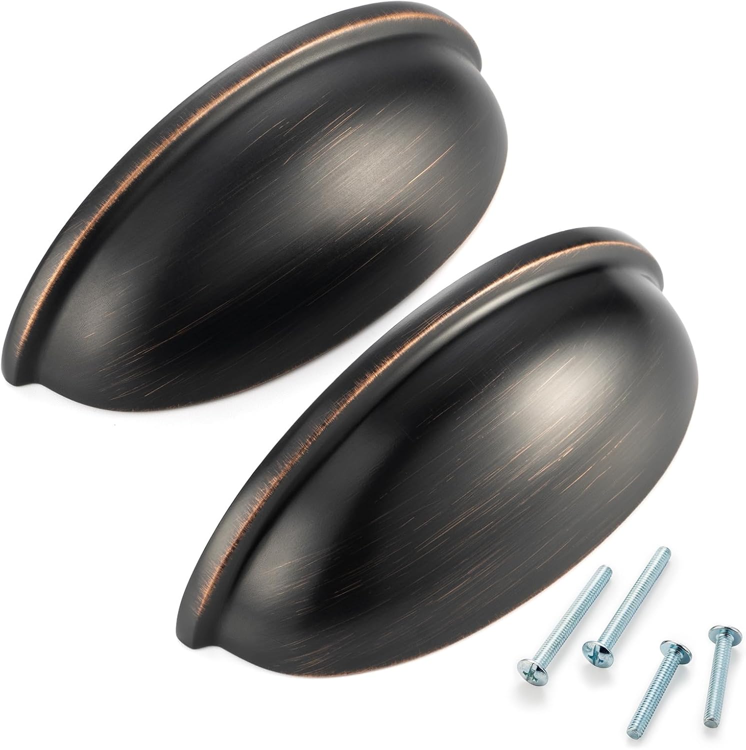3 Inch Hole Centers, Oil Rubbed Bronze Bin Cup Kitchen Cabinet Pull Handle ZP2403 | Pack of 10, Solid Hardware for Drawer, Dresser, Bathroom, Vanity, Furniture Door, Cupboard, Bedroom, 3"