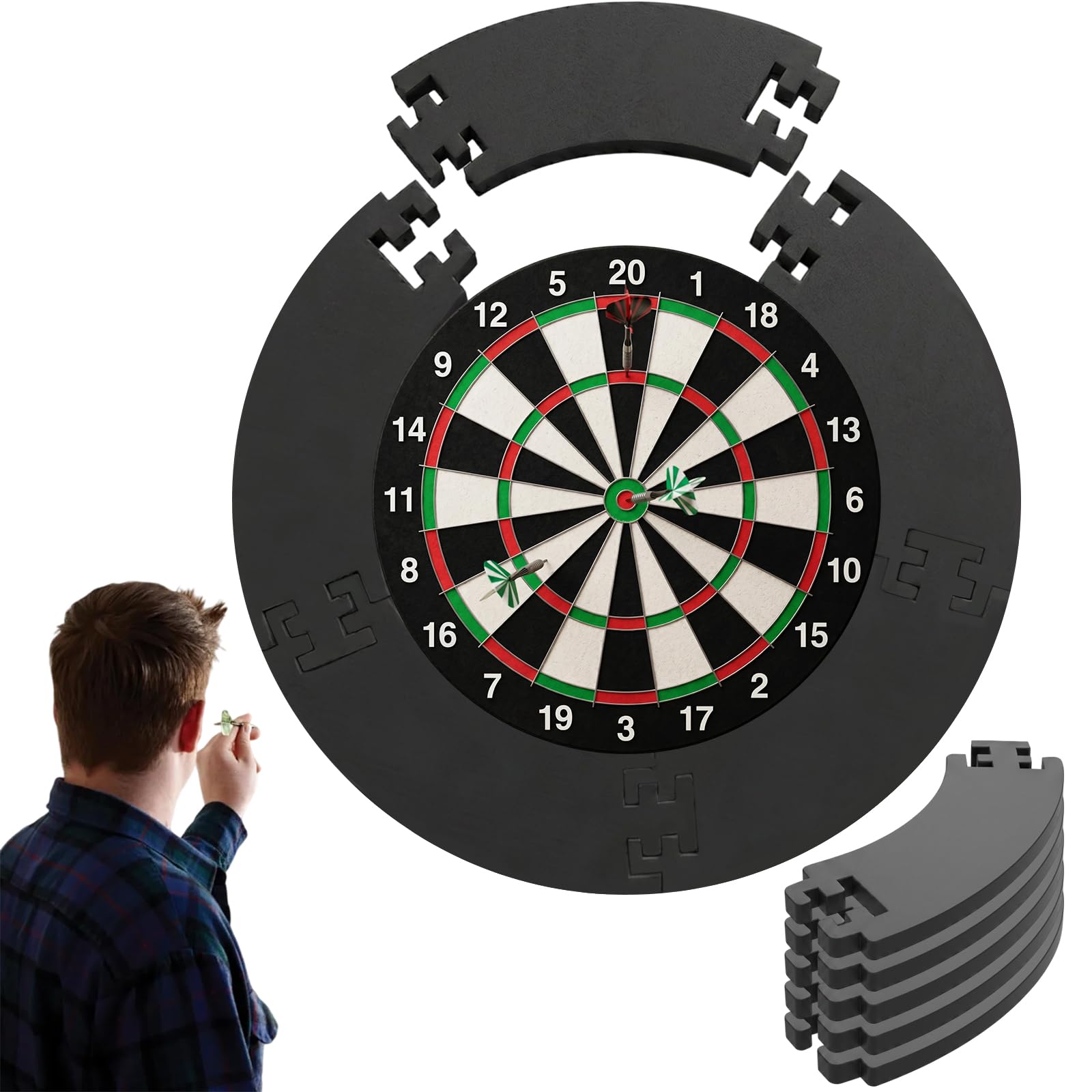 Dart Catchring Surround, pierścień do zbierania darta, 4-częściowy zestaw do ochrony ściany