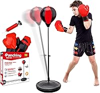 HanYoer Kids Punching Bag with Stand & Gloves - Adjustable Boxing Set for Ages 3-12 Boys Girls Active Toy Gift