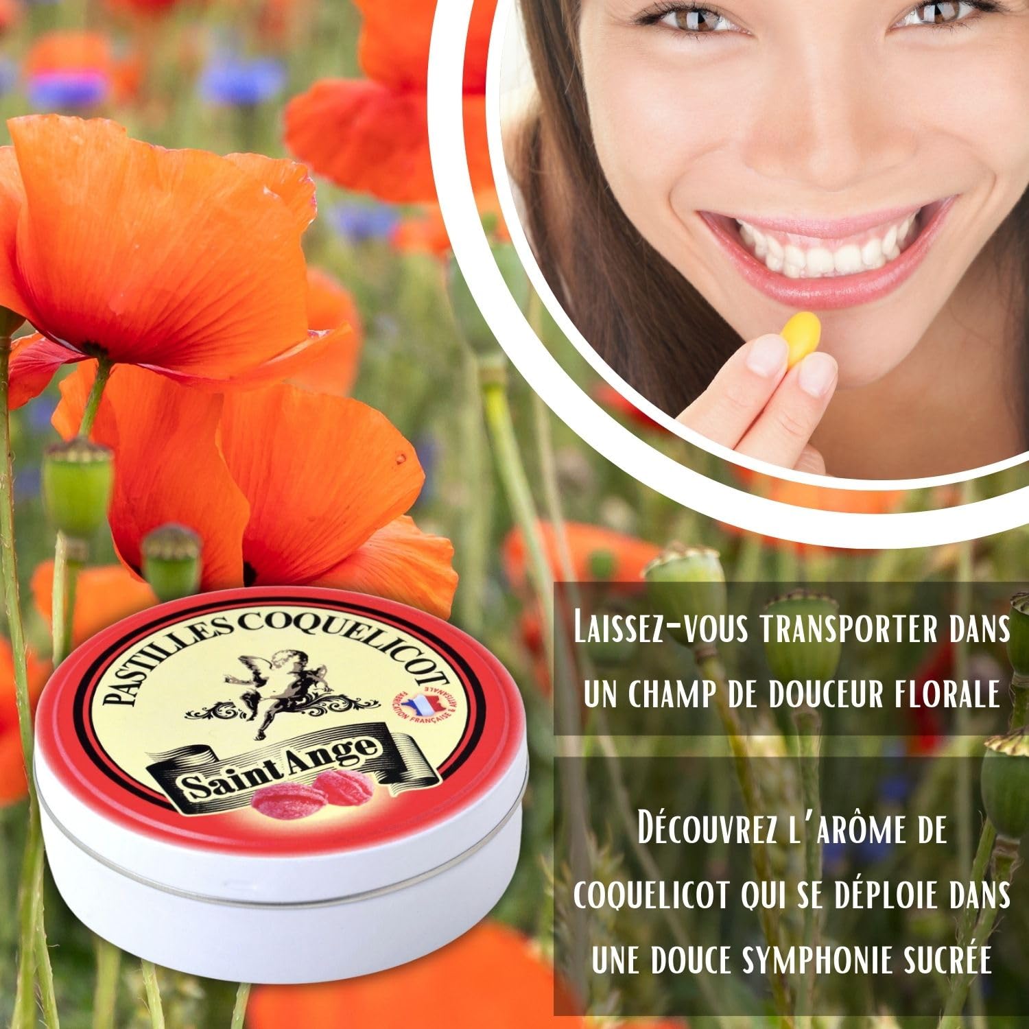 Pastilles Saint-Ange | Bonbons Traditionnels 100% Français (Coquelicot)
