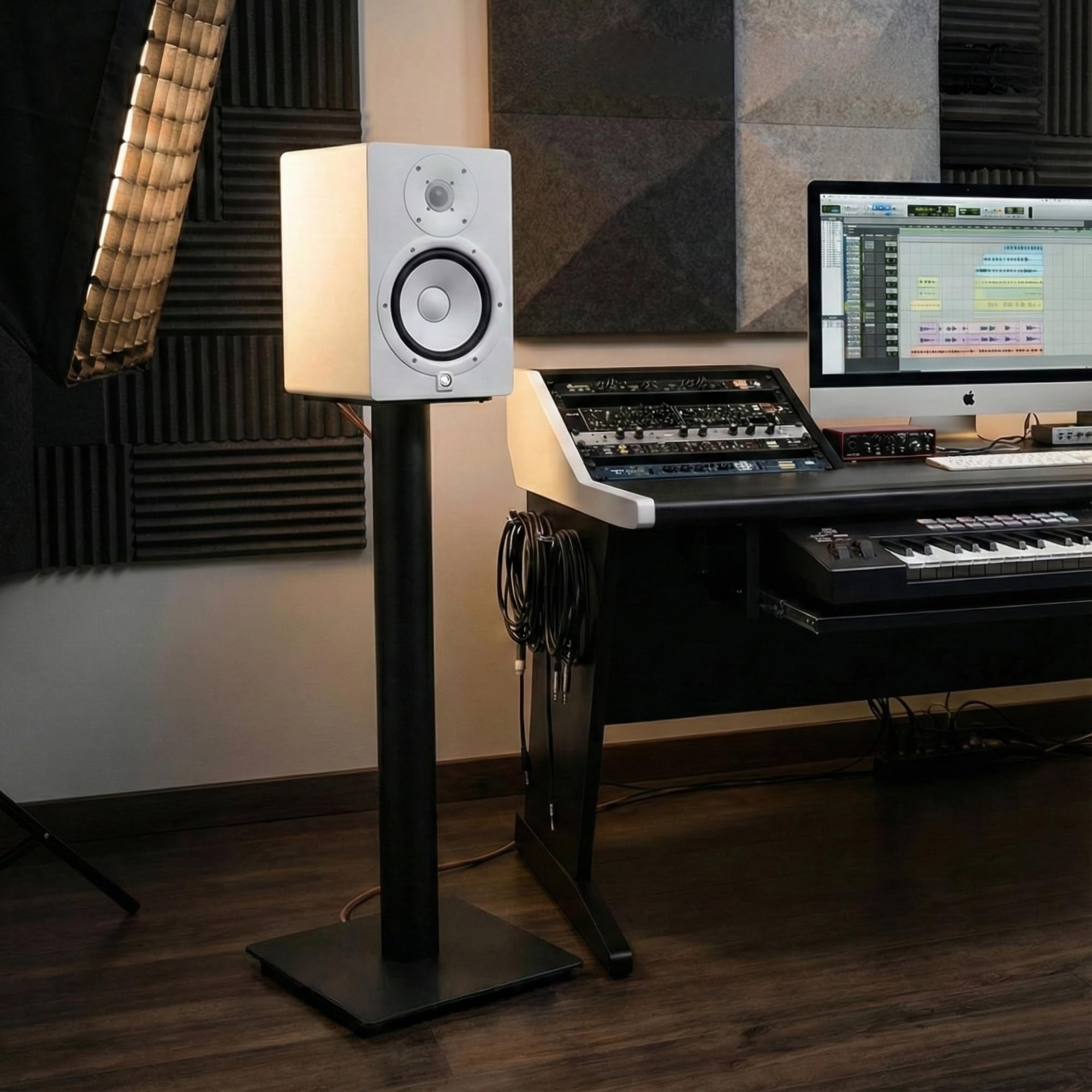Sonorous SP100-70 Nero – Supporti da Pavimento per Diffusori 70 cm (Coppia) | Alluminio e Vetro Temperato | Fino a 20 kg per Supporto | Gestione Cavi Integrata.