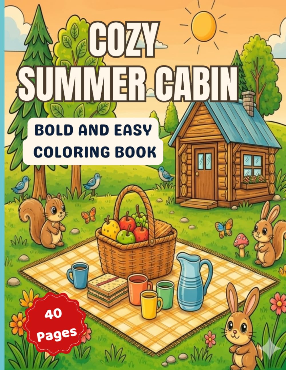 Cozy Summer Cabin Coloring Book: Bold and Easy Coloring Book for Adults & Teens with Peaceful Forest Retreats, Lakeside Relaxation & Warm Rustic Summer Escapes (Cozy Summer Escapes Coloring Series)