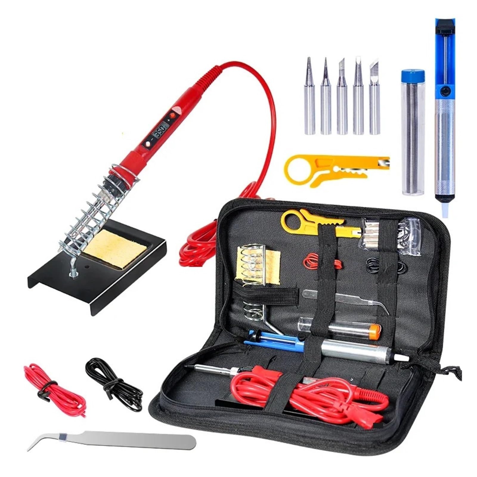 Kit De Soldador Eléctrico Temperatura, 80W Con Multímetro, Herramienta Soldadura Calentamiento Preciso(Red-02)