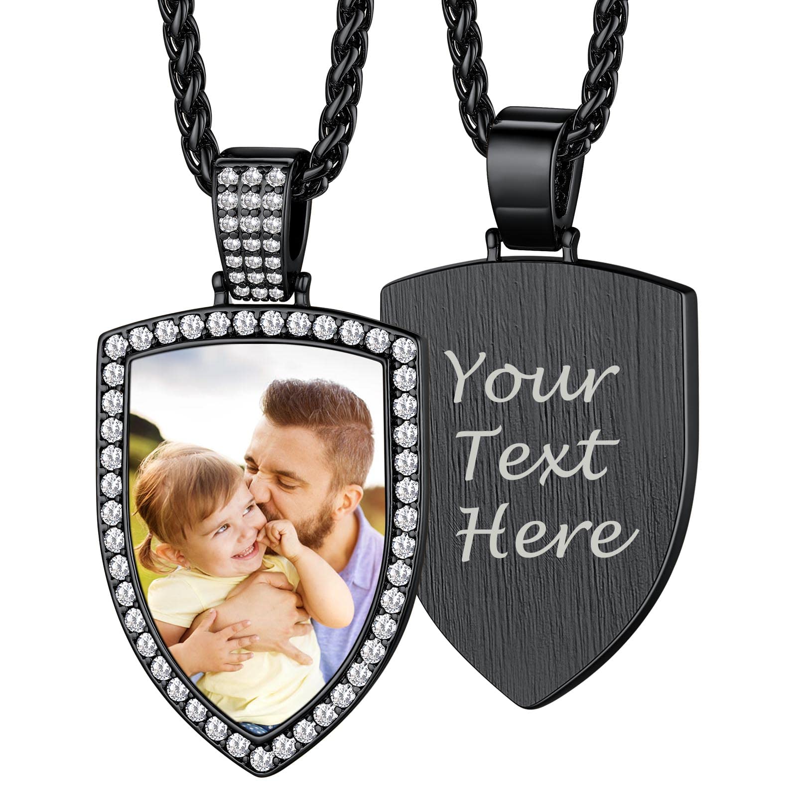 Custom4U Picture Necklace Personalized Photo Circle Chain for Men Women