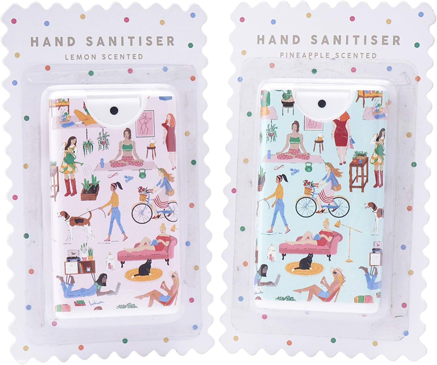 CGB Giftware | Set of 2 15ml Assorted Scented Compact Refillable Travel Hand Sanitisers Spray in Gift Pack Handbag Luggage Accessory | GB05697