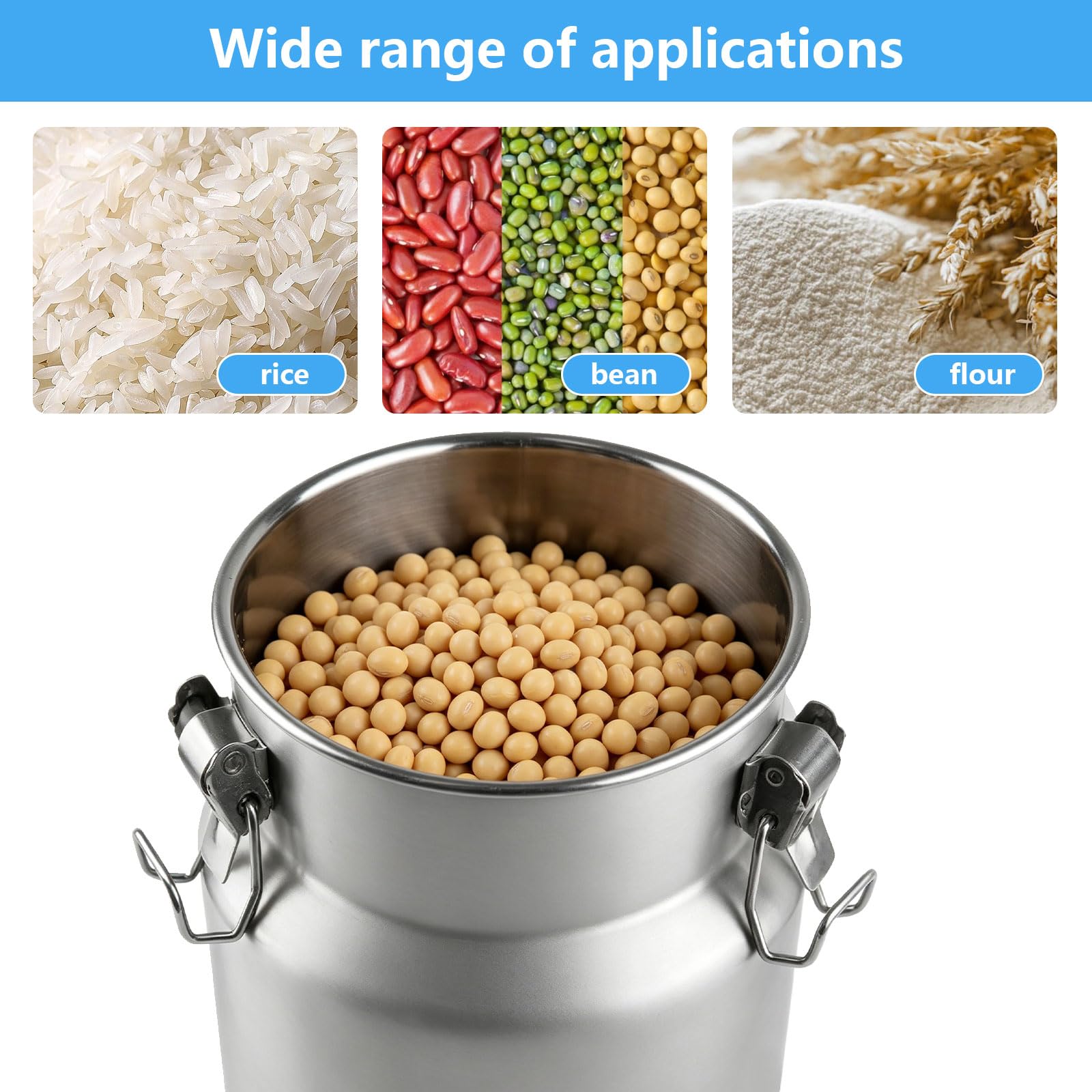 Lata De Leche con Tapa, Tarro Portátil De Acero Inoxidable para Conservar Alimentos, Cubo para Guardar Arroz Jarra De Almacenamiento para Cereales, Harina Y Café En Grano,7L 17 × 30 cm