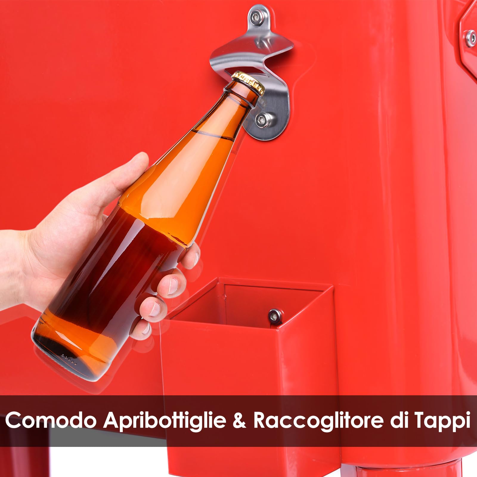 COSTWAY Carrello Portavivande Refrigerante 76L con Ruote Bloccabili e Apribottiglie 79x40x87 cm