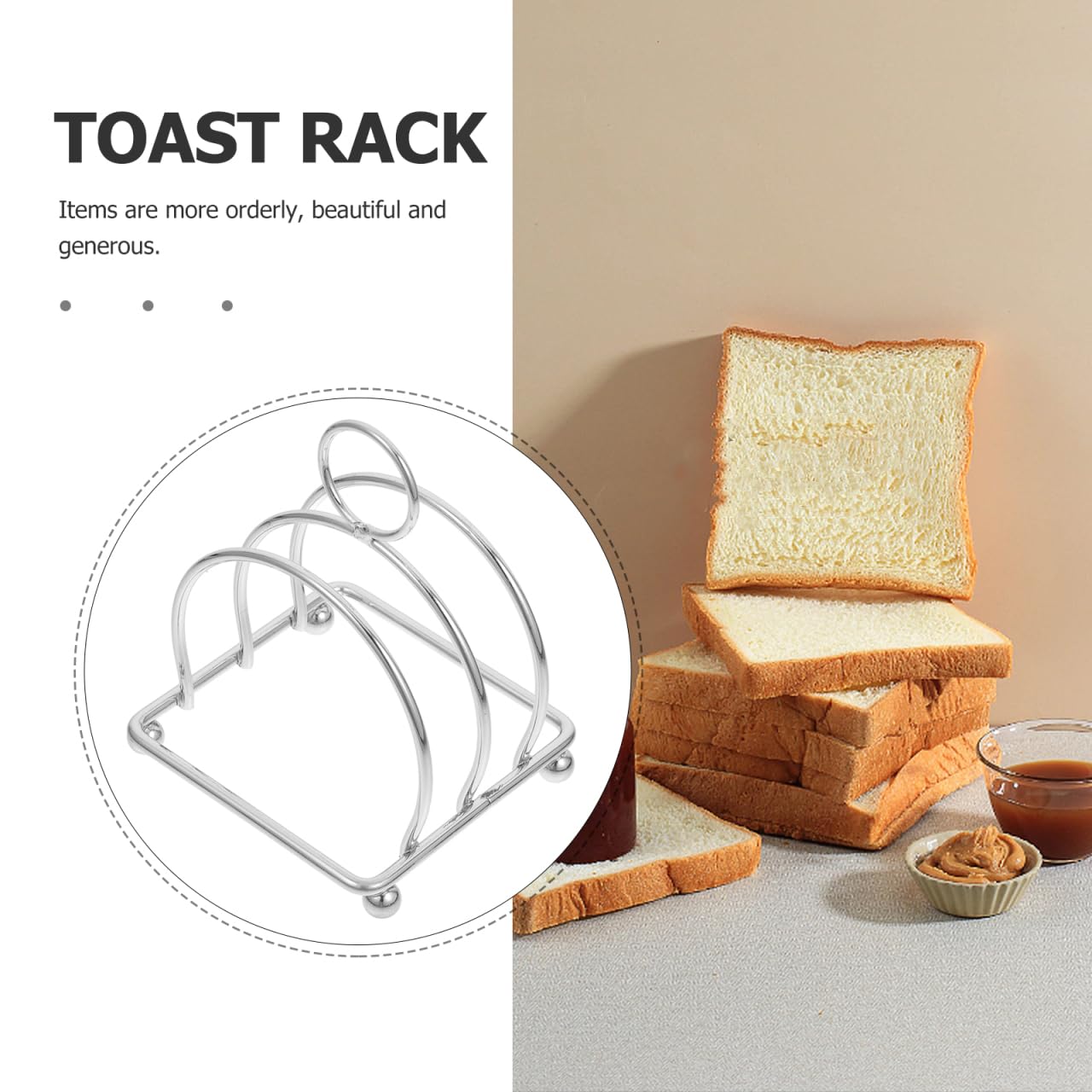 Amosfun Panera de acero inoxidable multifunción soporte para rebanadas de pan y organizador ahorra espacio 4 compartimentos 4,09 x 3,19 x 3,19 in para cocina, casa y libros