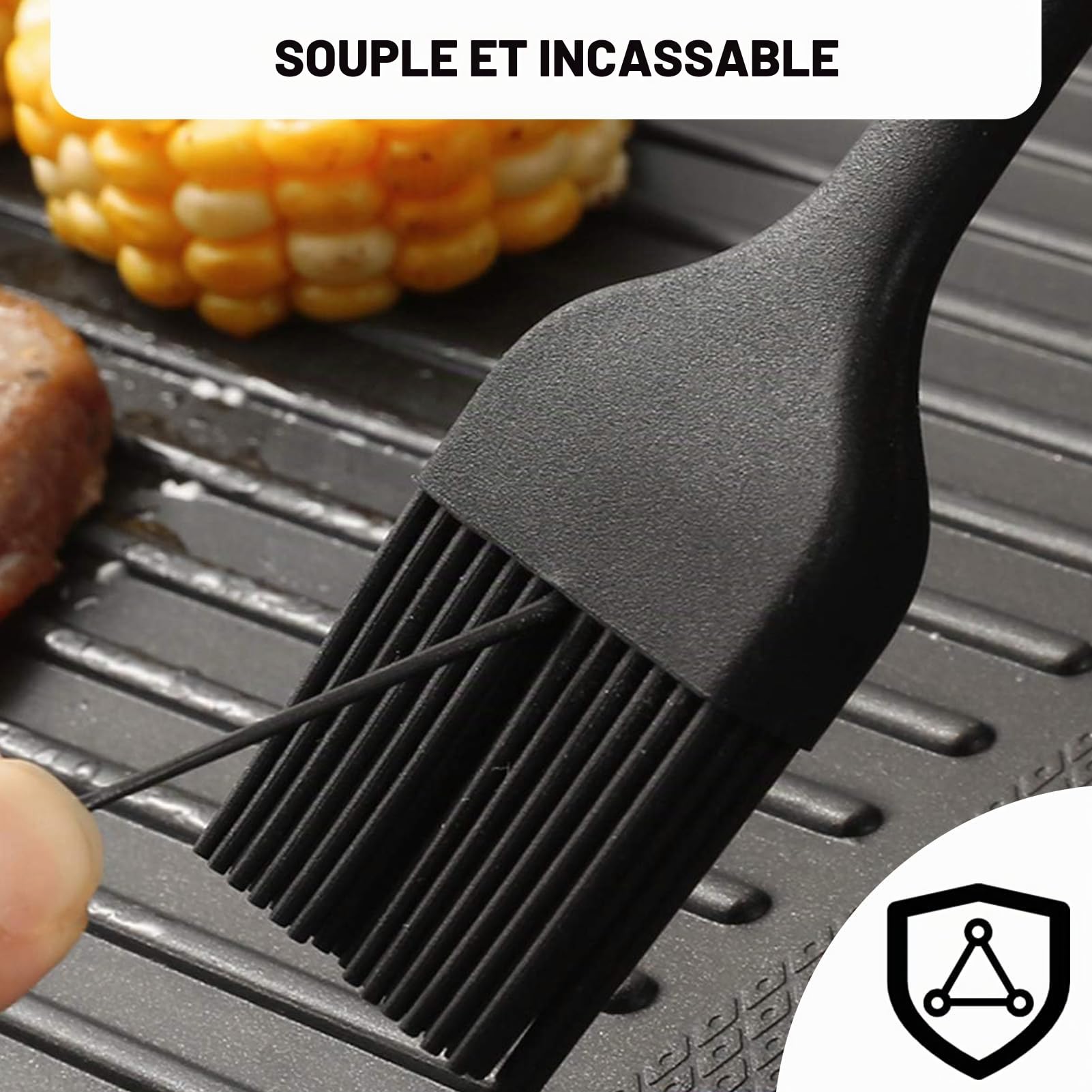 Pinceau de Cuisine Silicone 21 cm Noir pour Pâtisserie Barbecue
