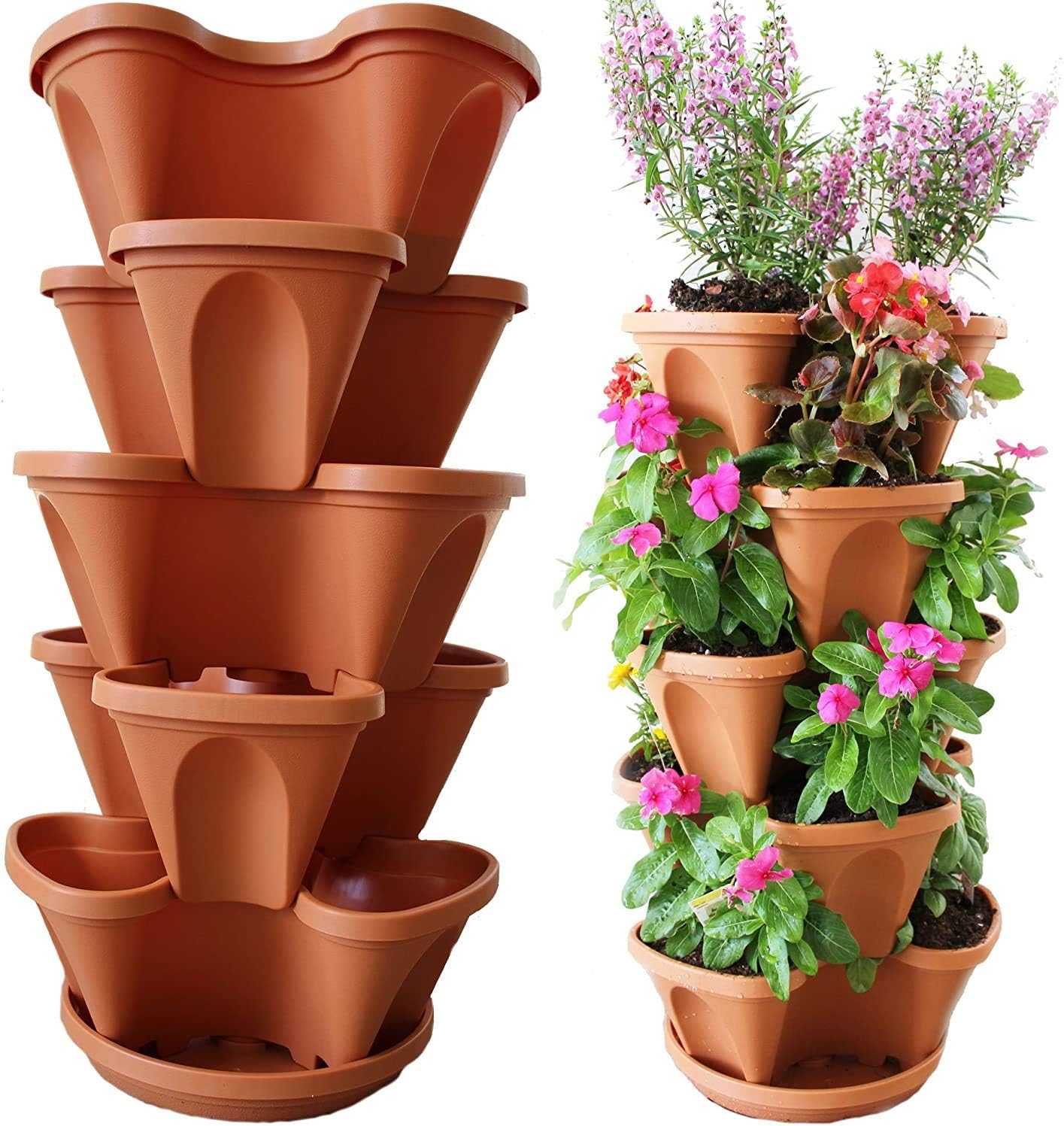 Nature's Distributing Stacking Planters Strawberry, Herb