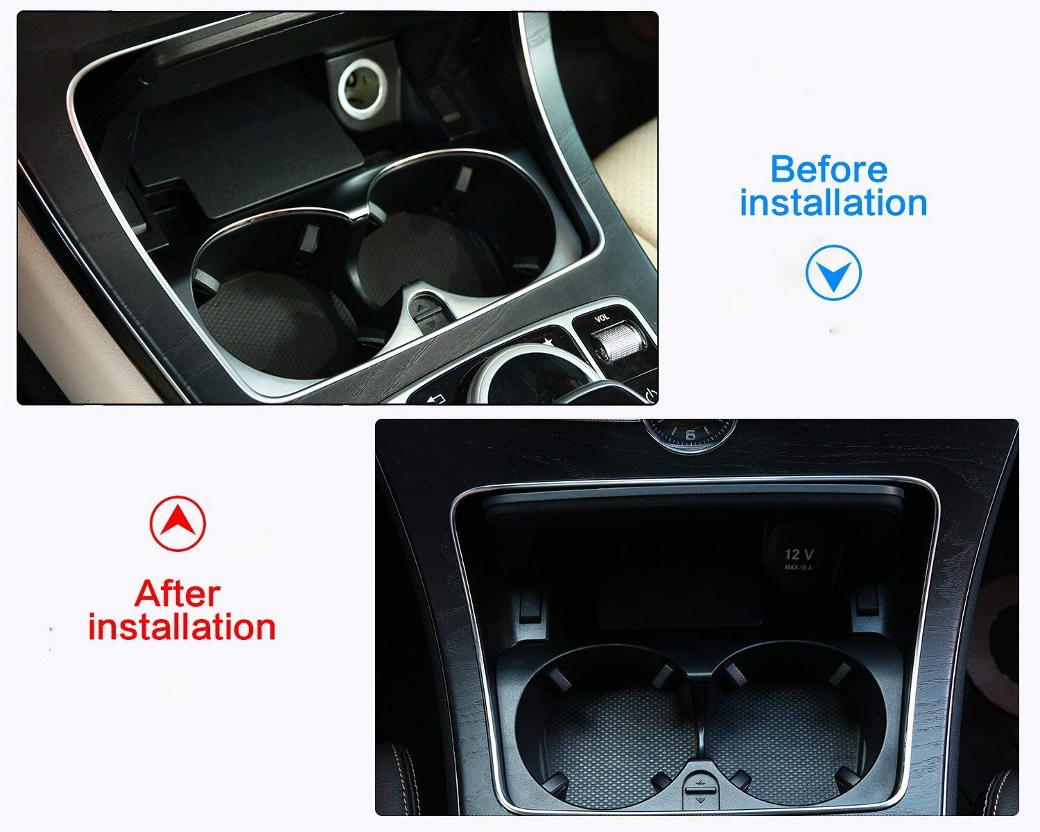 Tongsheng Abs Chrome Water Cup Holder Cover Frame Trim 1pc For