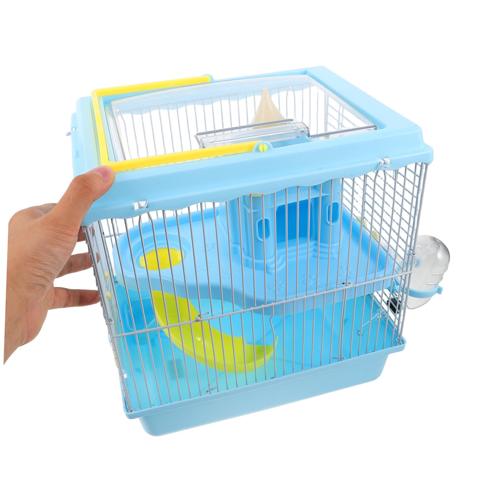 Jaula de Plástico para Hámster con Rueda y Tobogán, 2 Capas | Botella de Agua y Comedero Incluidos, Hábitat para Ratones y Jerbos, Diseño de Lujo