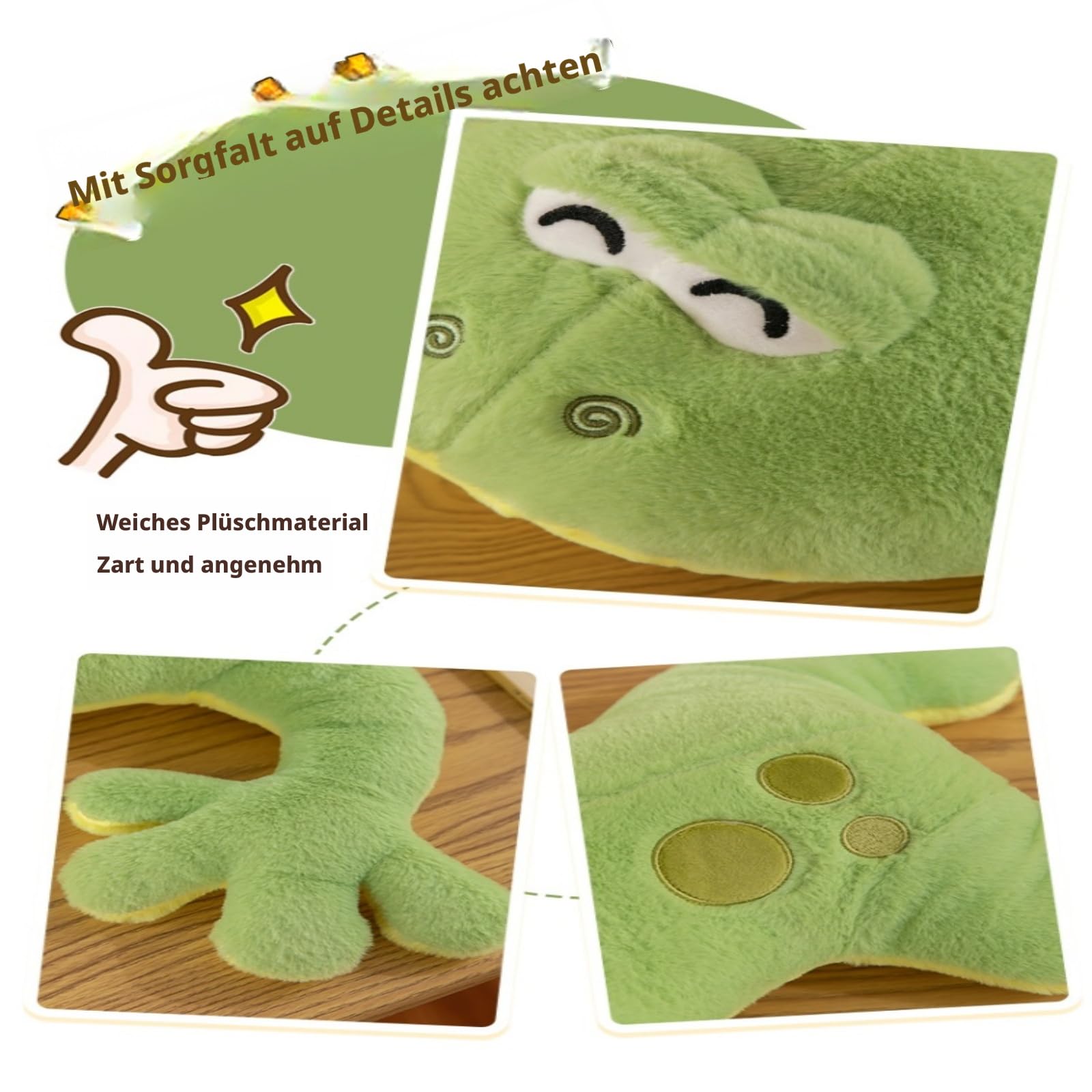 Frosch Kuscheltier, Grüne Frosch Plüschtier Stofftier, Riesiger Plüschfrosch in liegender Haltung, Kinderzimmer & als Kuschel (130cm,Grün)