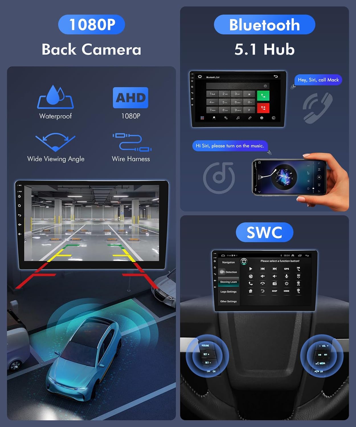VQU 8Core Stereo for Chevy Silverado 2007 to 2014 Tahoe Radio Wireless CarPlay Android Auto, 10.1“ Touchscreen for Buick Enclave GMC Sierra Suburban Yukon 5G WiFi GPS BT RDS DSP SWC Camera, 4G+64G