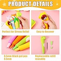 Vista 2 de PerKoop 40 bolígrafos blandos Kawaii con recambios, suministros de estrés para apretar, tinta de gel estacionaria de animales de dibujos animados