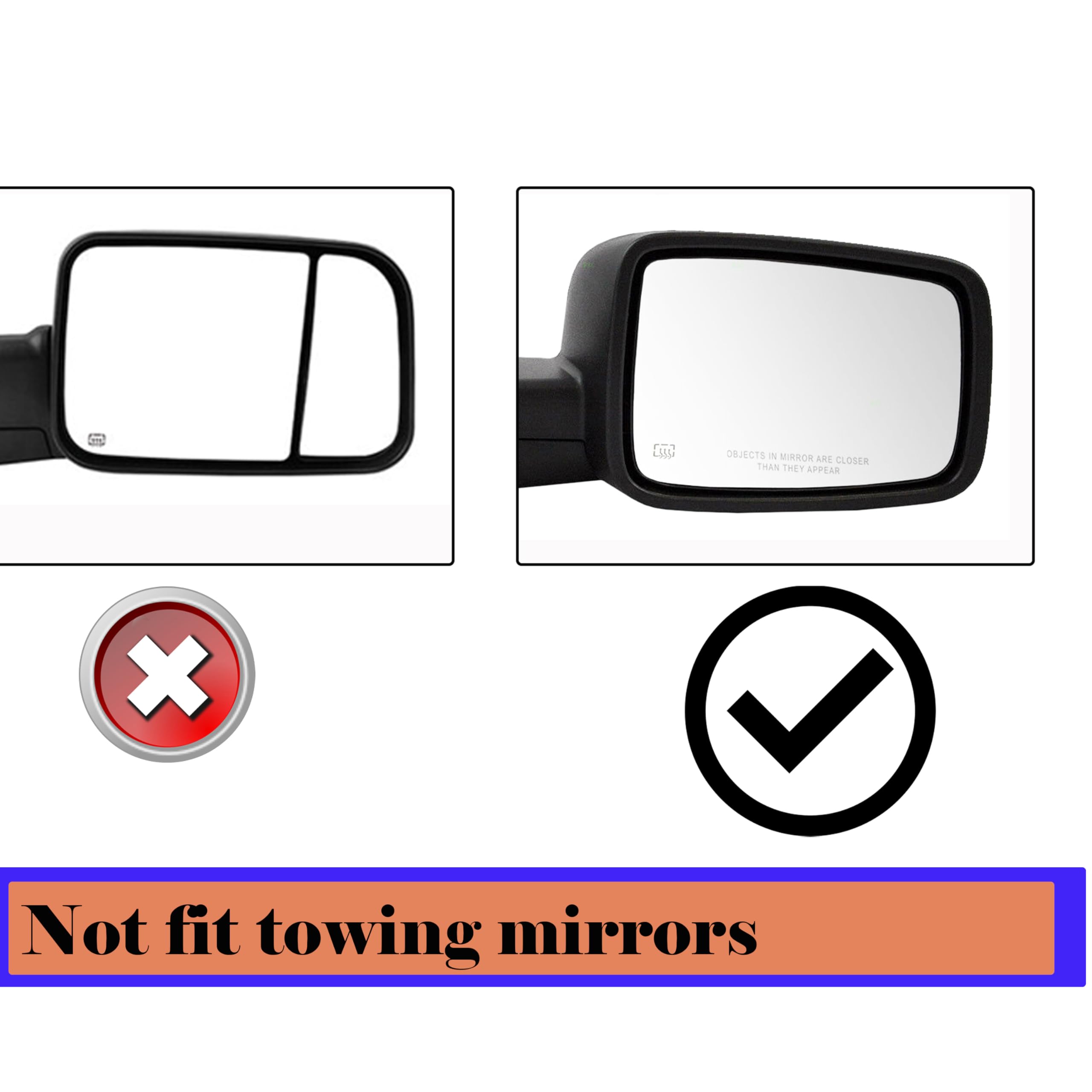 Miroir de rétroviseur chauffant côté passager droit compatible