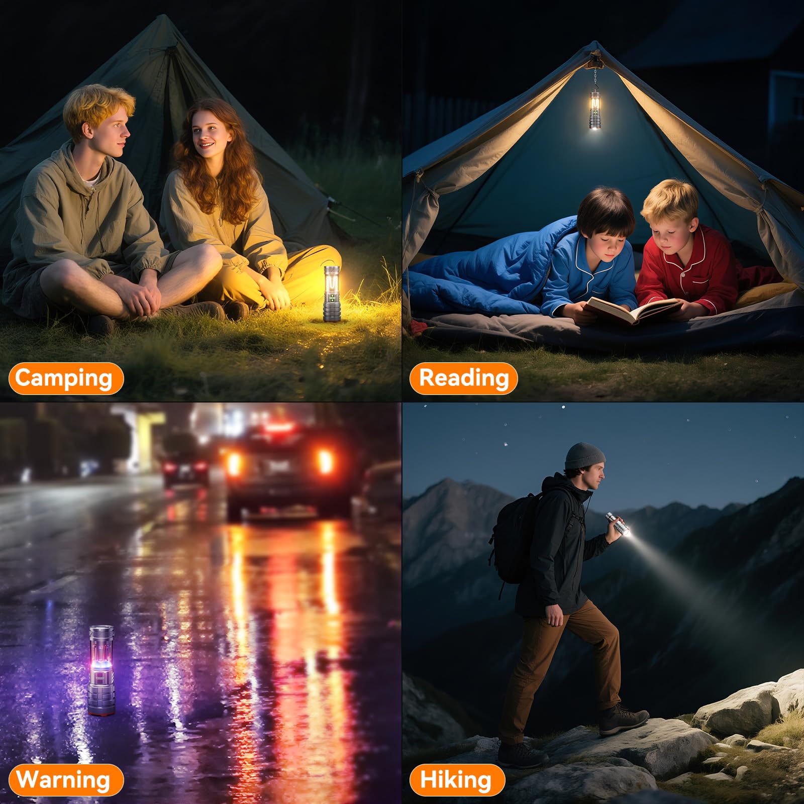 G580 - Torcia da campeggio, 5000 mAh, 3000 lumen, super luminosa, ricaricabile, con 11 modalità, impermeabile IPX7, regolabile, a LED, per tattica, campeggio, all'aperto, auto