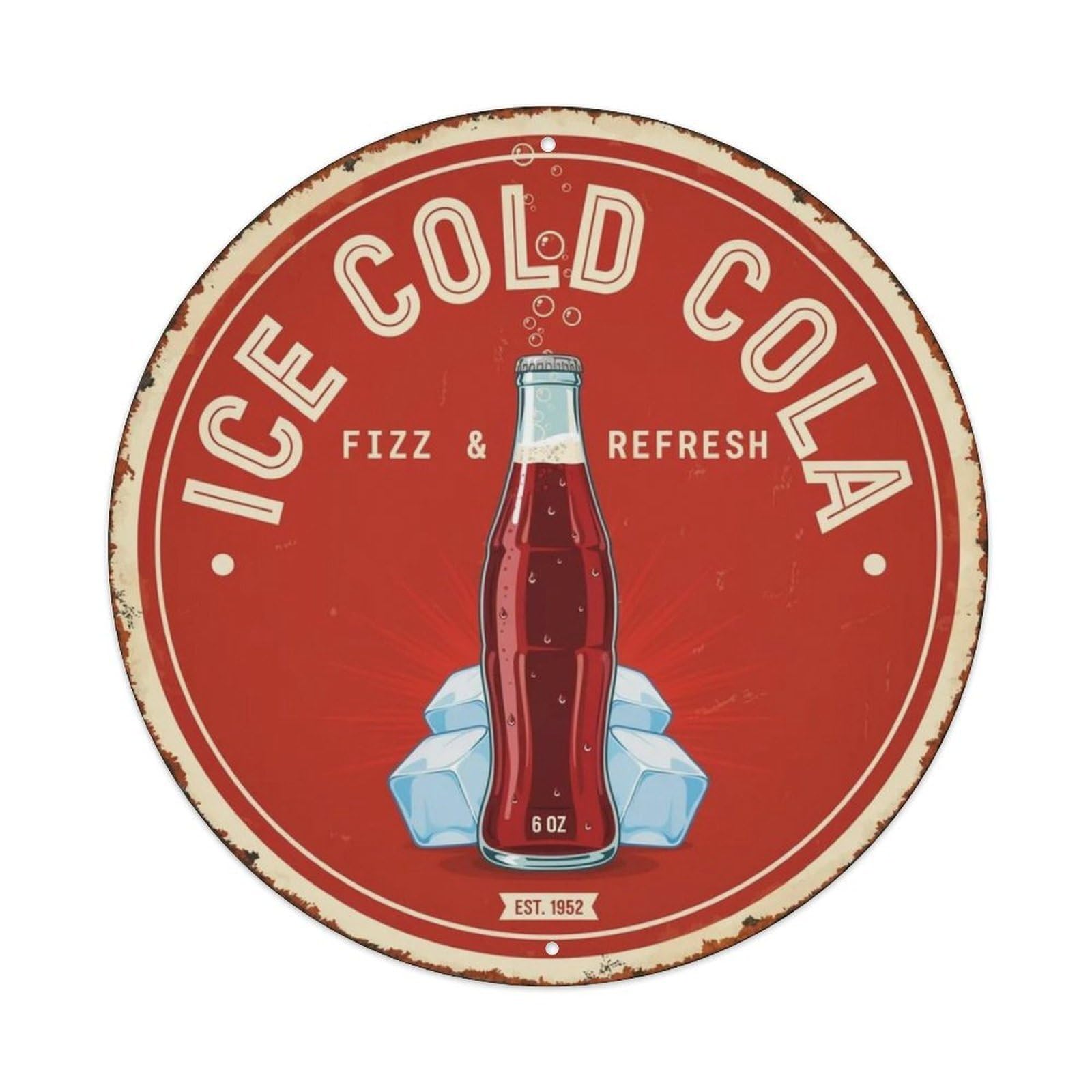 Ice Cold Cola Retro Soda Metal Tin Sign Plaque