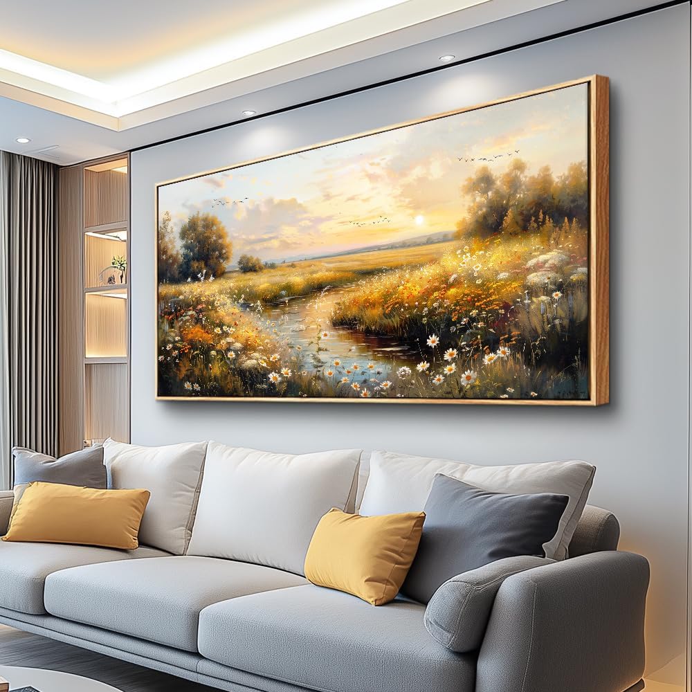 KELIYUAN Large Canvas Wall Decor For Living Room Wall Art For Bedroom Pastoral Landscape Murals Farmhouse Dining Room Wall Painting Office Home Decorations Stretched And Framed Aesthetics 30X60