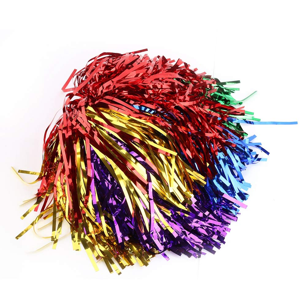 Pompon per cheerleading 6/12 pezzi a forma di fiore appeso con pellicola metallica