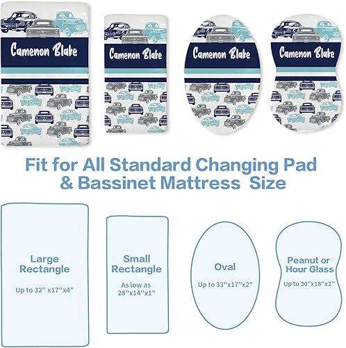 Miniatura 6 de Juego de 2 sábanas de moisés personalizadas para bebé, sábanas de colchón de moisés personalizadas con nombre, ajuste universal para varios