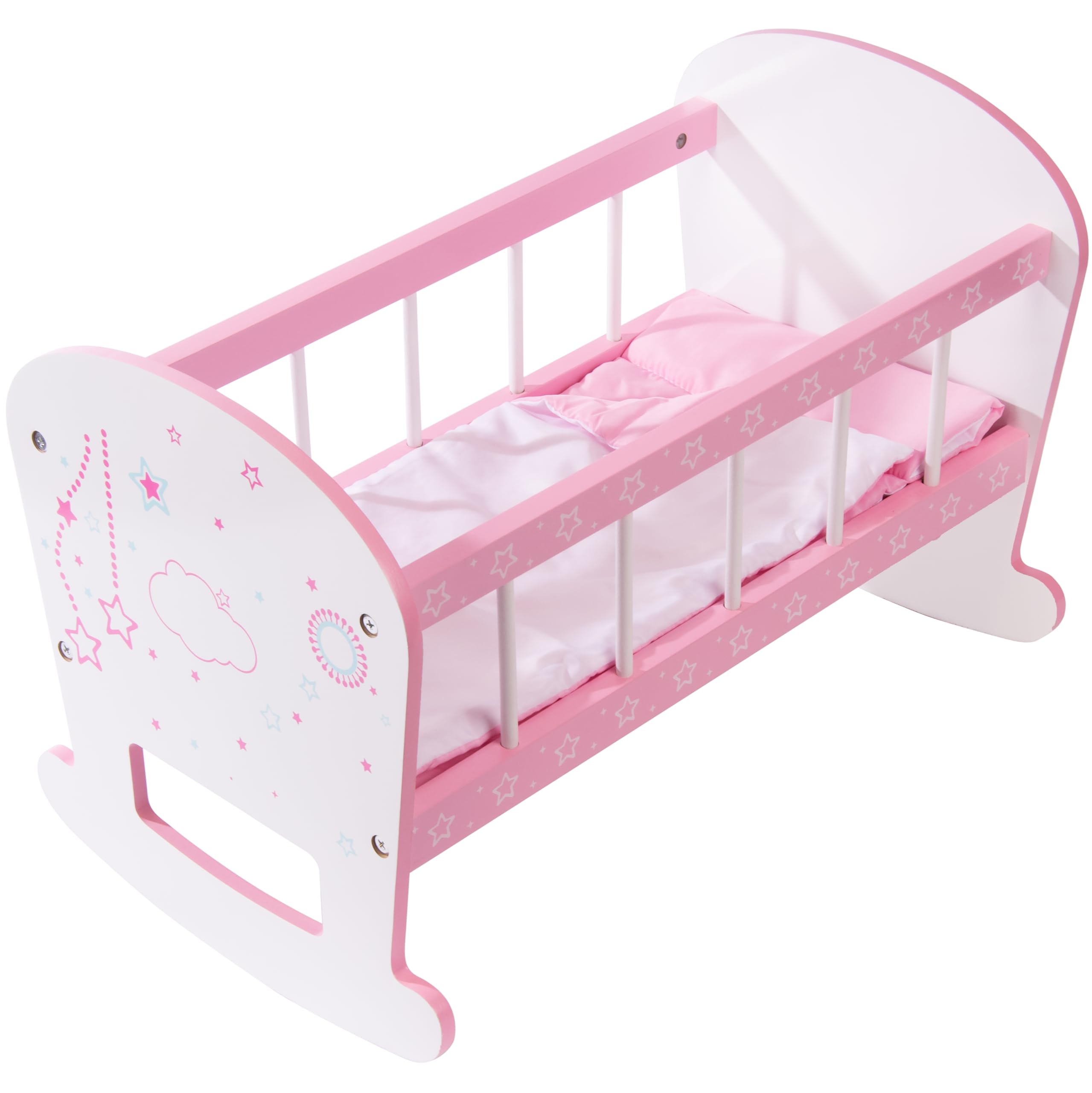 View 1 of ***MISSING PARTS***
Kiddie Play Baby Doll Crib Wooden Rocking Cradle Bed for 18” Doll
