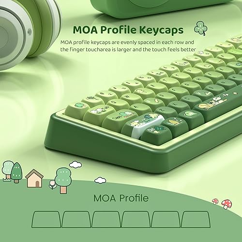 Miniatura 2 de dagaladoo Matcha Green Frog - Juego de teclas personalizadas PBT 60% 75% 100%, sublimación de tinte, teclas de perfil MOA para teclado mecánico,
