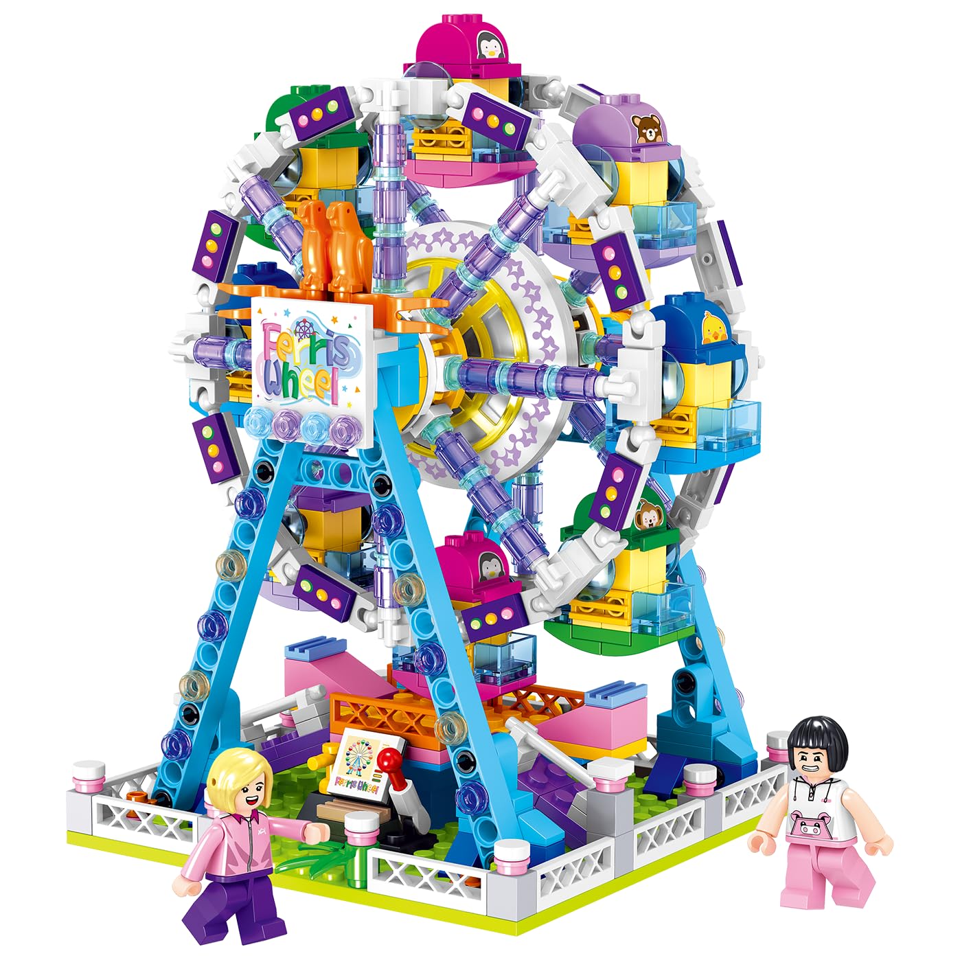 MINISO MiniCity - Amusement Park Building Blocks (Ferris Wheel 634 Pcs) - Create Your Thrilling Carnival Adventure!