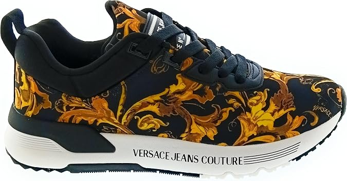 VERSACE JEANS COUTURE Black/Gold Mens Baroque Athletic Sneakers-