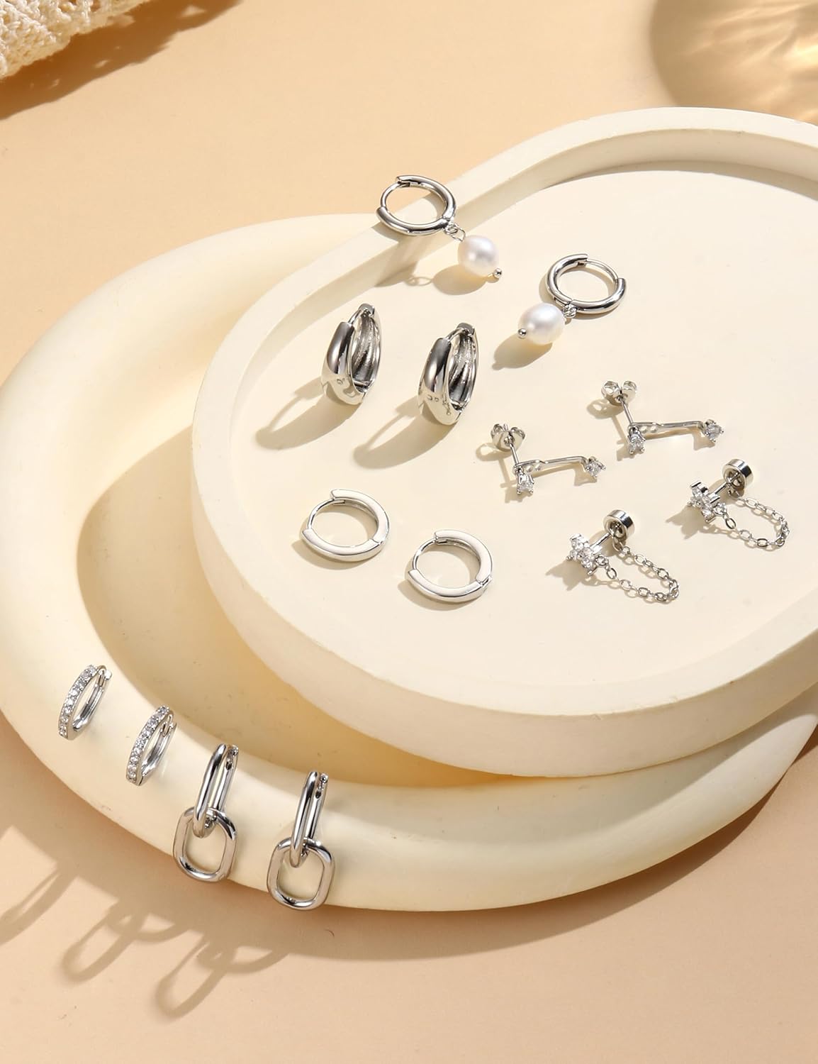 LOLIAS Flat Back Earrings for Women Hypoallergenic Surgical Steel Earrings for Sensitive Ears-20G Cartilage Earring Stacks 14K Gold Plated Hoops Flatback Stud Earring Sets for Multiple Piercing - Image 5