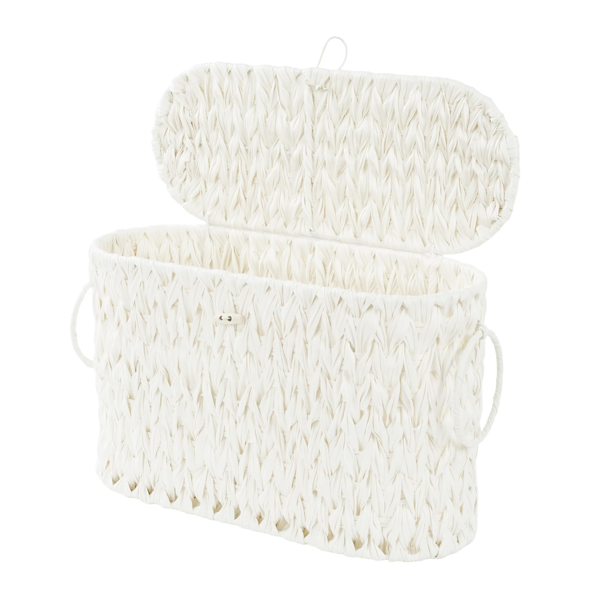 Coeusy Cesta de papel higiénico, almacenamiento de papel higiénico de mimbre con tapa, contenedor de almacenamiento de papel higiénico con asa, organizador de papel higiénico bohemio decorativo
