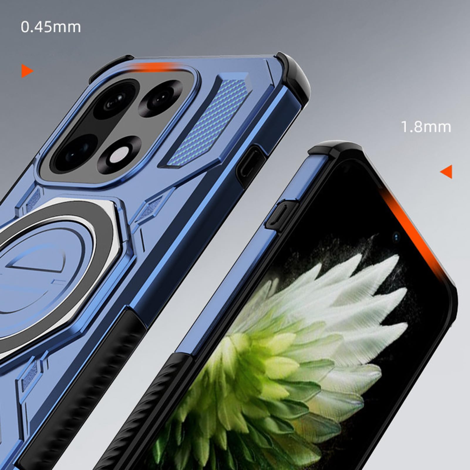Ultracienkie etui do OnePlus 15, magnetyczny stojak na pierścionki, wojskowe etui ochronne, trwałe, odporne na uderzenia, zielone, 15