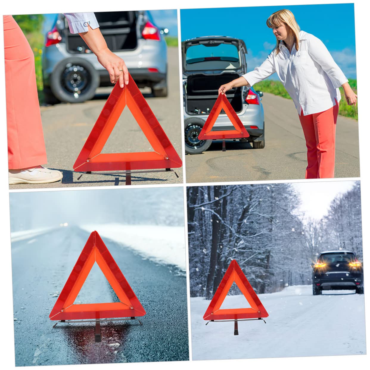 Triangolo Segnalazione Auto Rosso in Plastica 1 Pezzo | Segnaletica di Sicurezza, Cartello Allarme, Alta Visibilità, per Emergenza Stradale e Veicoli