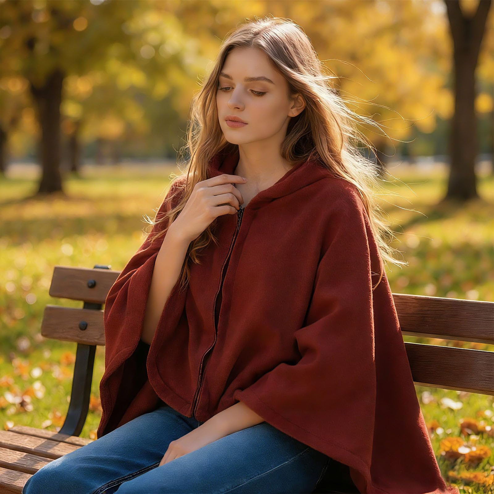 Coperta poncho indossabile per donne e uomini, 149,9 x 78,7 cm, in pile di flanella, scialle avvolgente, morbida coperta per sedia da ufficio