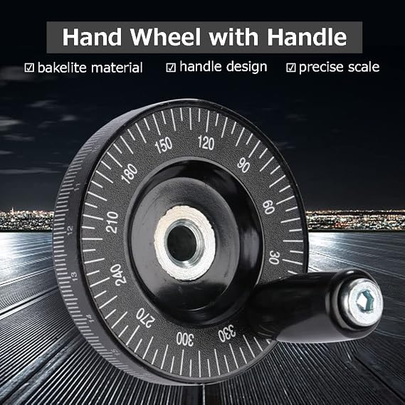 Hand Wheel with Handle, 63mm Milling Handwheel with Scale, Bakelite Hand Wheel Machinery Accessaries for Lathe Milling Machine
