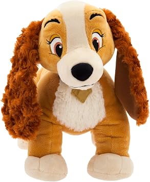 Disney Store Official Lady Medium Soft Toy for Kids, Cuddly Plushy with Fuzzy Texture, Embroidered Details, Collar and Dog tag - Disney Lady and the Tramp Plushy Suitable for All Ages