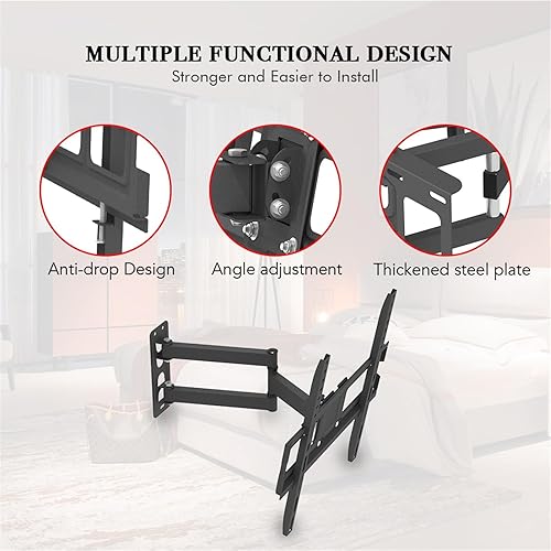 Miniatura 6 de Soporte de pared inclinable para TV, se adapta a televisores de 32 a 65 pulgadas, VESA máxima de 15.748 x 15.748 in, capacidad de carga de 77
