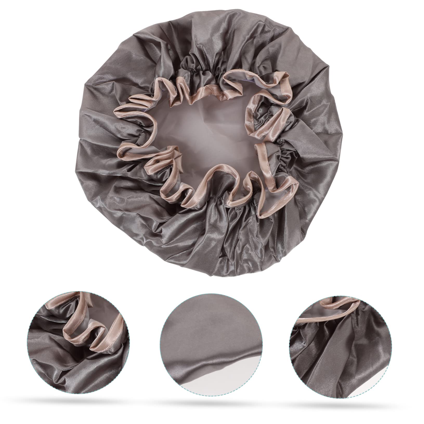 3pcs Double Layer Waterproof Shower Cap Bath Caps Hat for Women Girl Hat Hat Silk Shower Cap Thick Hair Caps Shower Caps for Lady Bonnet Peva Travel Take a Bath Swimming Cap (Grey 24.5x24.5x0.6cm)