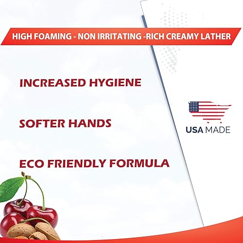 Miniatura 3 de GreenFist Recambios de jabón de manos espumoso, repuesto de espuma para jarra de aroma a cereza y almendra, fabricado en Estados Unidos, 128 onzas