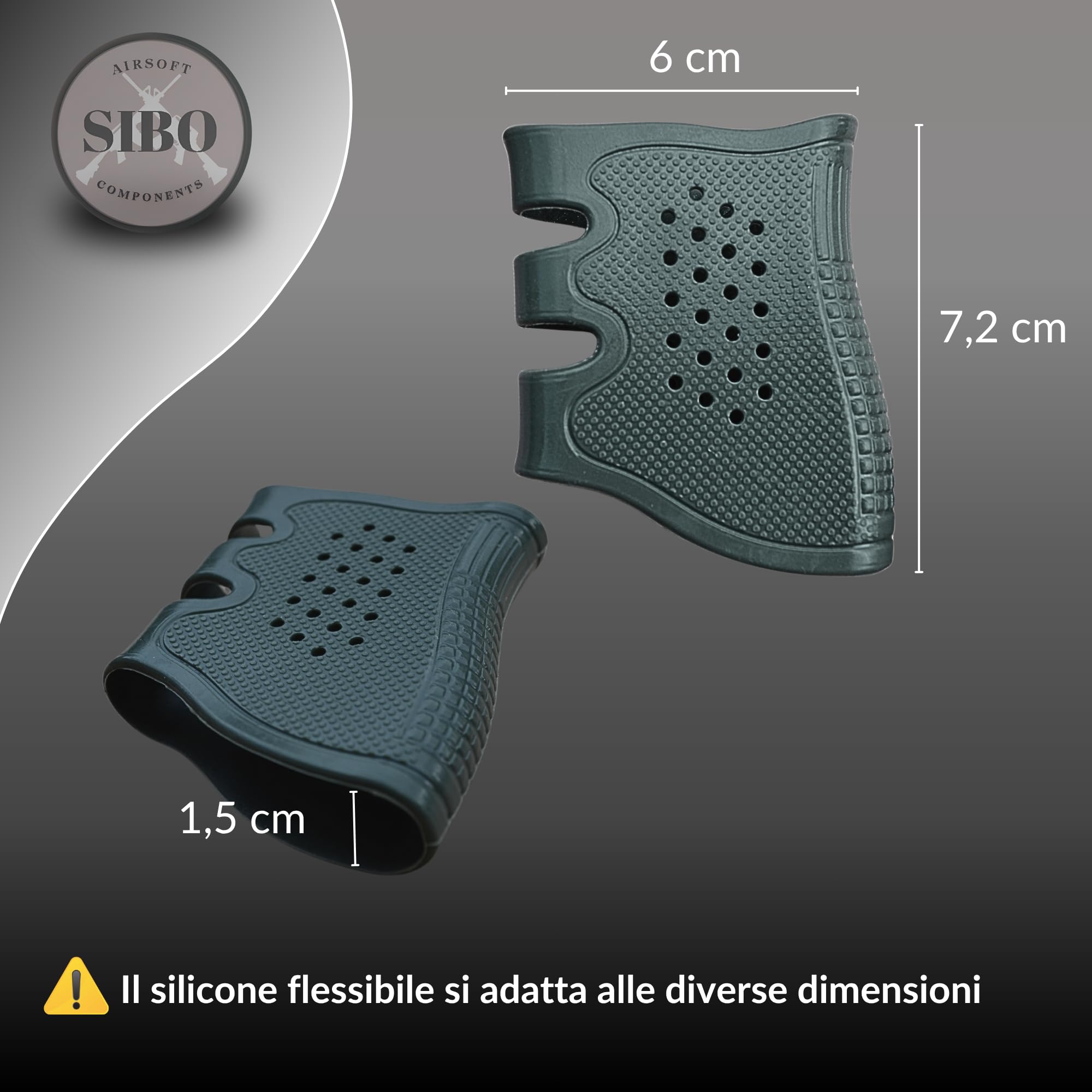 Sibo - Impugnatura Antiscivolo in Gomma (2 Pezzi) - Grip Ergonomico Universale per Softair - Accessorio Comfort per GBB AEG - Copertura per Manico Airsoft