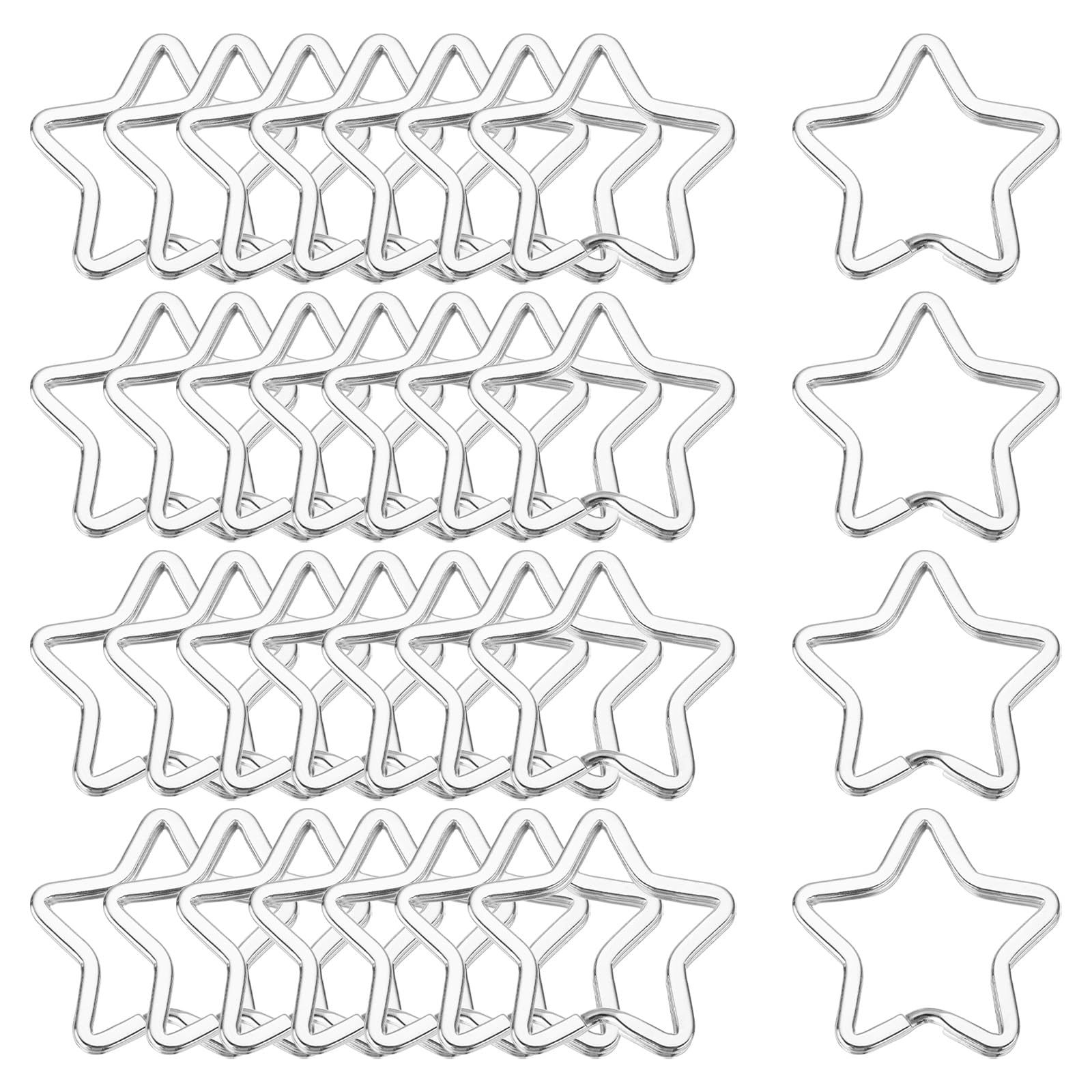 Lot de 50 anneaux plats en forme d'étoile métal pour bricolage porte-clés