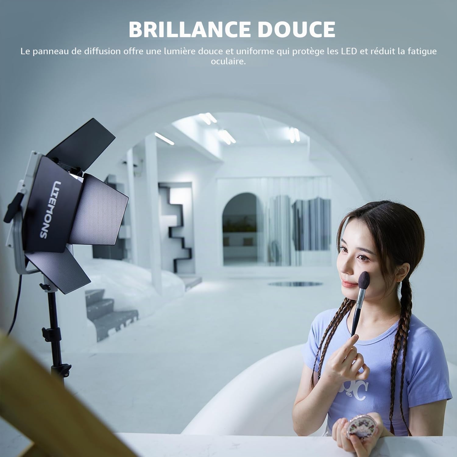 Godox LP600R RGB LED Lampe Vidéo avec Brandoor, 60W 1800K-10000K 9270Lux LED Panneau Lumiere avec 14FX Effets, APP Contrôle, CRI96+ Dimmable 0-100% Panneau Lampe pour Studio