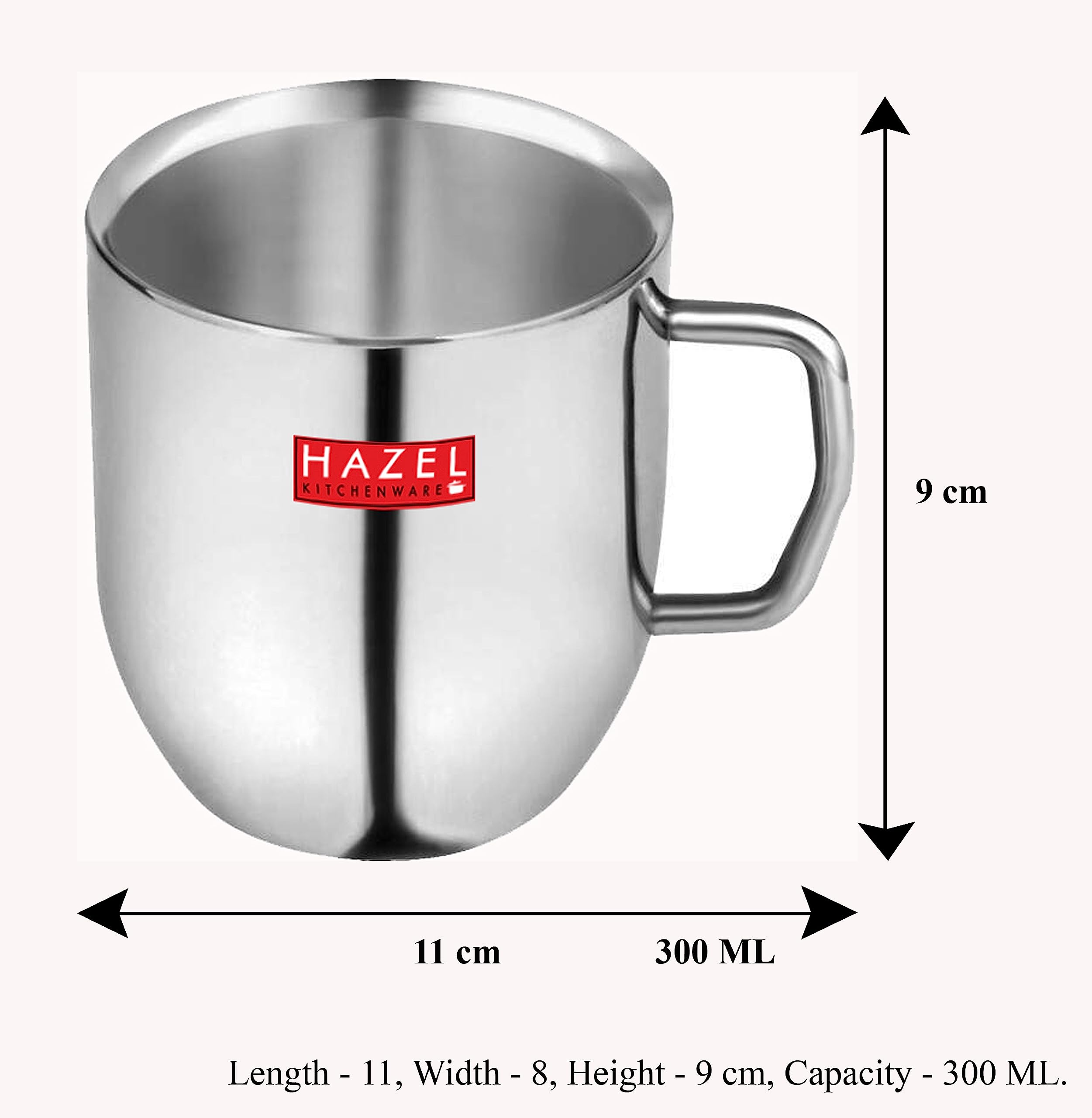 Hazel Stainless Steel Cup Set by Hazel I Tea Coffe Cup Set of 6, 300 ml Each | Steel Mugs for Coffee with Silver Glossy Finish | Unbreakable Cups for Tea, Ideal for Daily Use 2