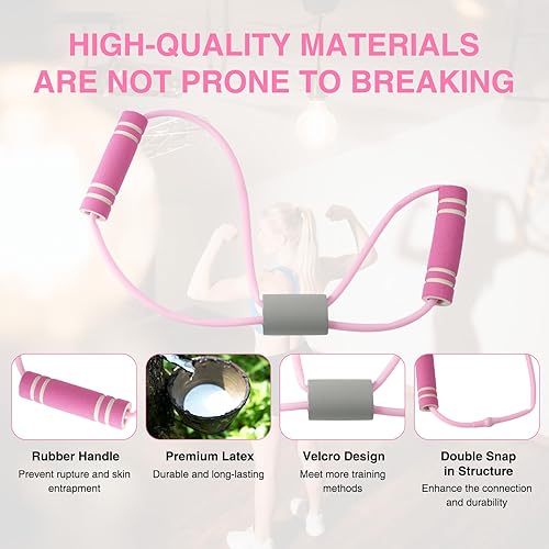 Miniatura 4 de LOGJAM 2 unidades de banda de resistencia con asas, bandas de ejercicio de brazo, correa elástica de fitness, equipo de ejercicio para mujeres