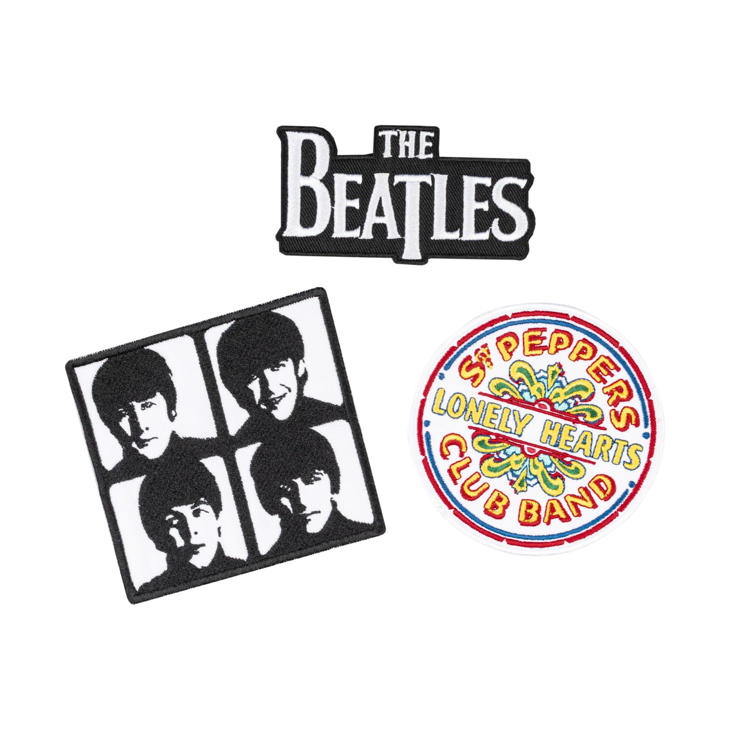 Grupo Erik Iron On Patches for Clothing - The Beatles Merchandise | 3 Sew On Patches for Clothing & for Backpacks, Backpack Accessories | The Beatles Gifts Under 15 Pounds