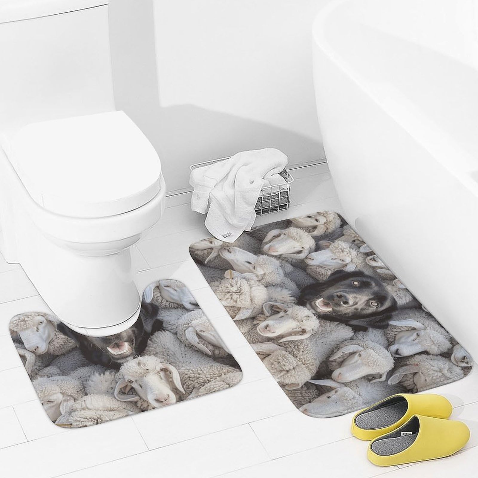 Tapis de bain absorbant anti-glisse motif chien pour sol sec