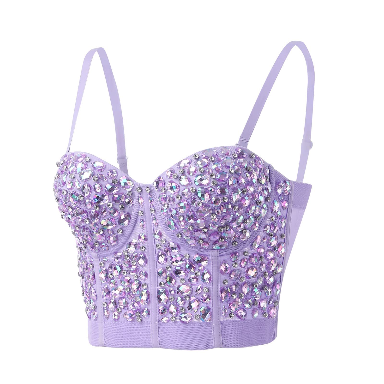 Donne Primavera Strass Lucido Senza Maniche 2026 Camicette Crop Club Estate Casual Uscire Canotte Paillettes Strappy Cami Strap Glitter Sparkly Cropped Party Camisole Spaghetti Cinghie